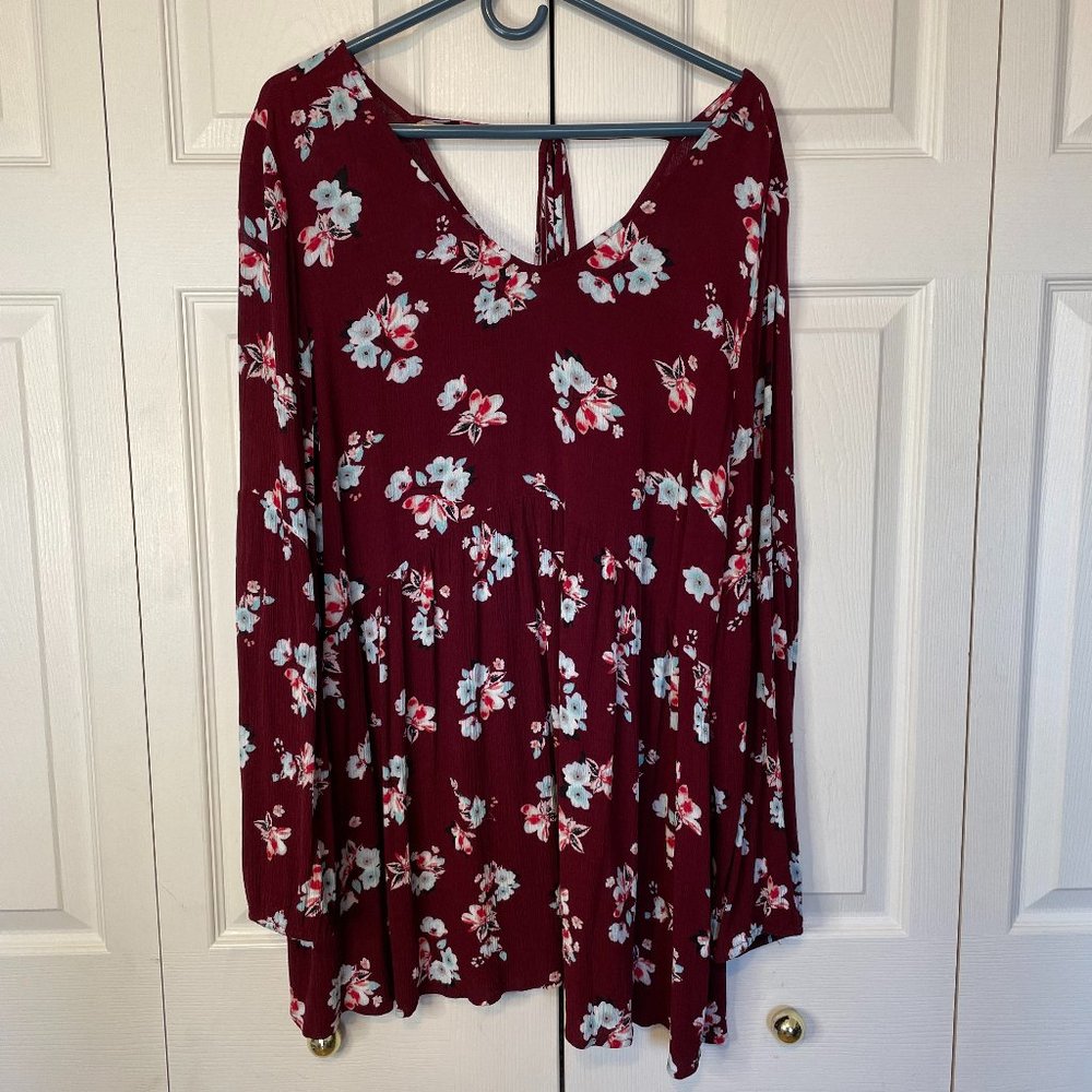 Lane Bryant Floral Babydoll Tunic Blouse 18/20 - Picture 1 of 6